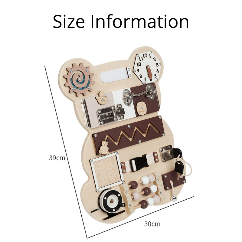 Bear Shape Baby Early Education Busy Board Wooden Toy Montessori Toy Baby Sensory Activity Board