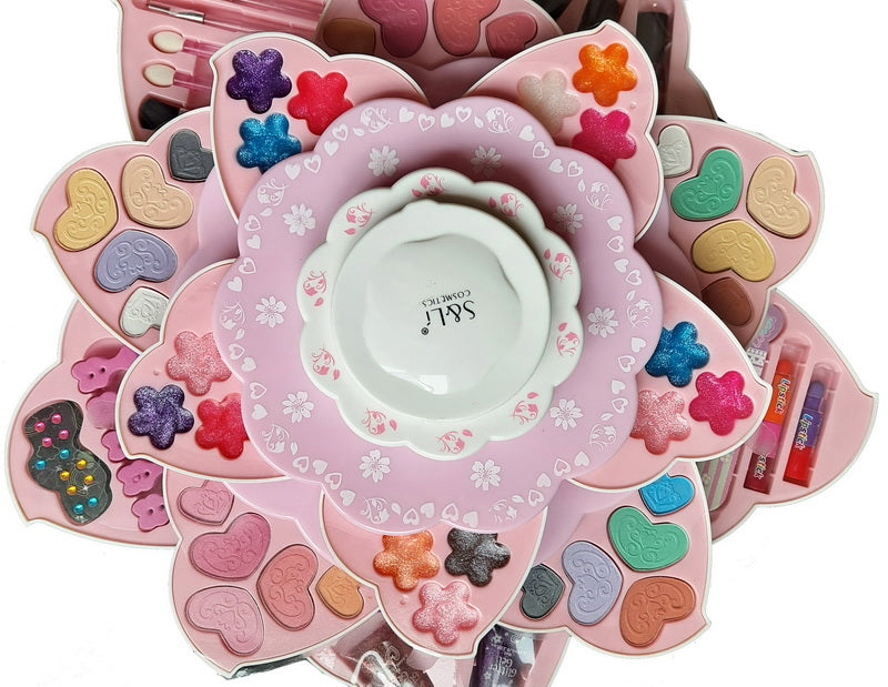 Kid Girls Makeup Set Flower Style Eco-friendly Pretend Cosmetic Play Kit Princess Toy