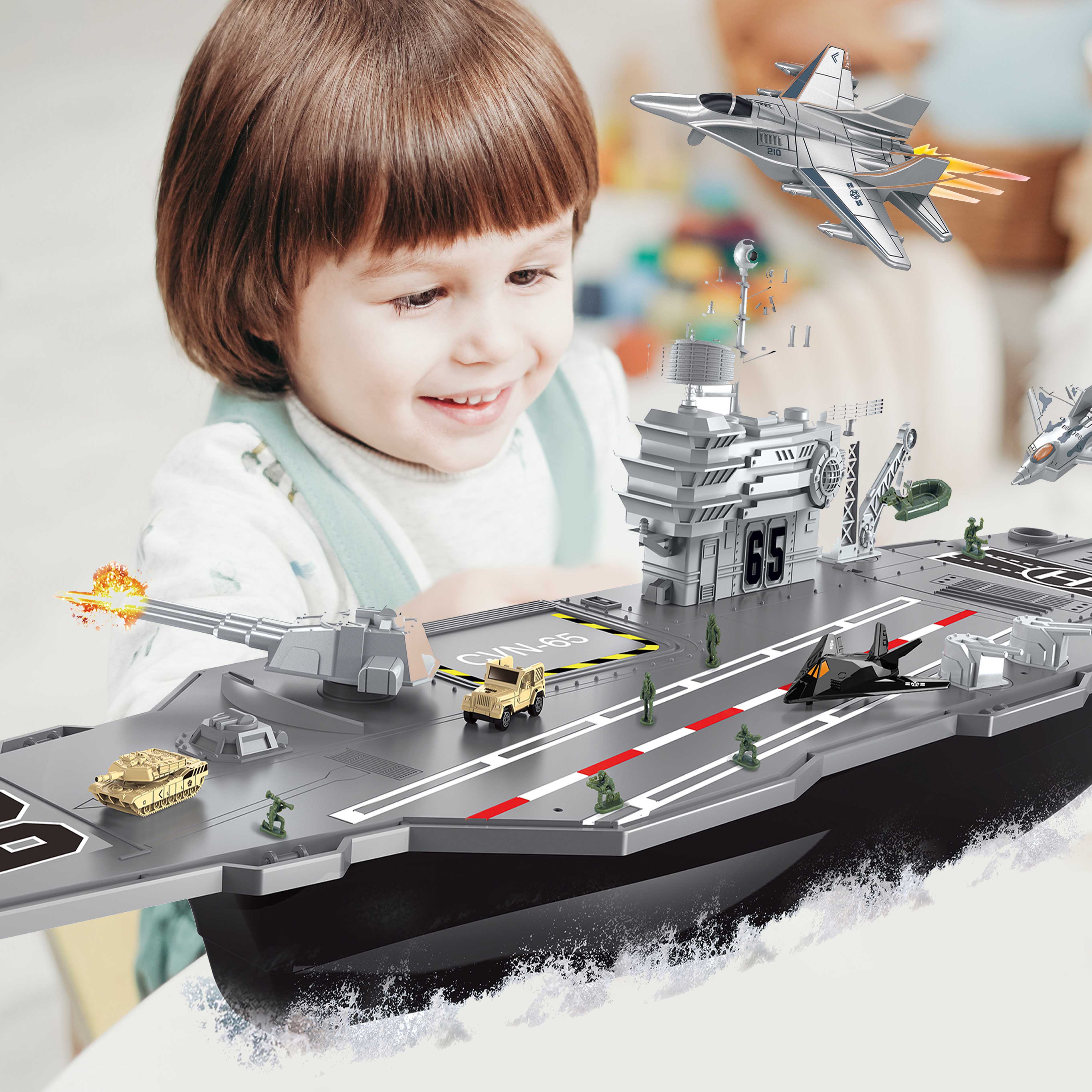 Aircraft Carrier Children Educational Toy Ship Model Collection Kid Gifts Plane