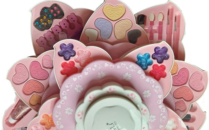 Kid Girls Makeup Set Flower Style Eco-friendly Pretend Cosmetic Play Kit Princess Toy