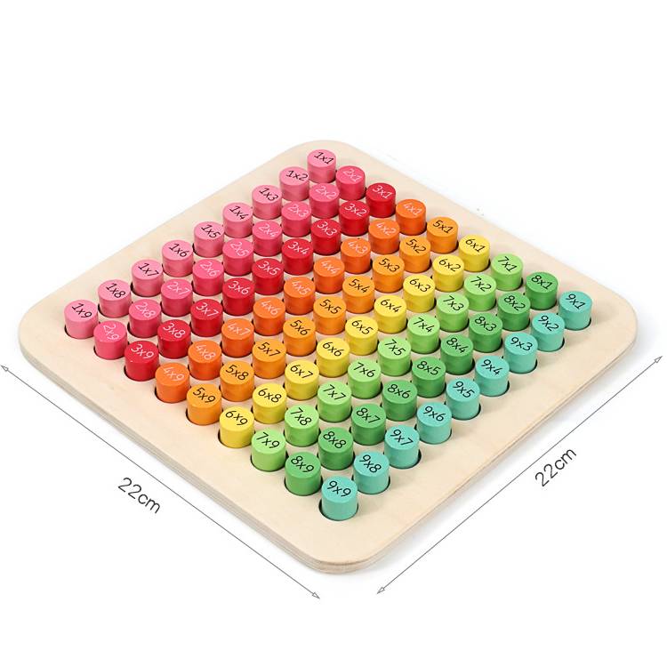 Rainbow Wooden Multiplication Board – 81-Peg Times Table Learning Aid for Kids (Ages 7+)