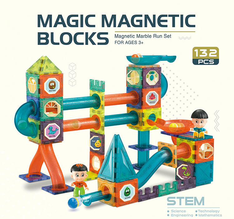 Magnetic Tiles 132pcs Magnetic 3D Educational Building Blocks Set Toys for Kids
