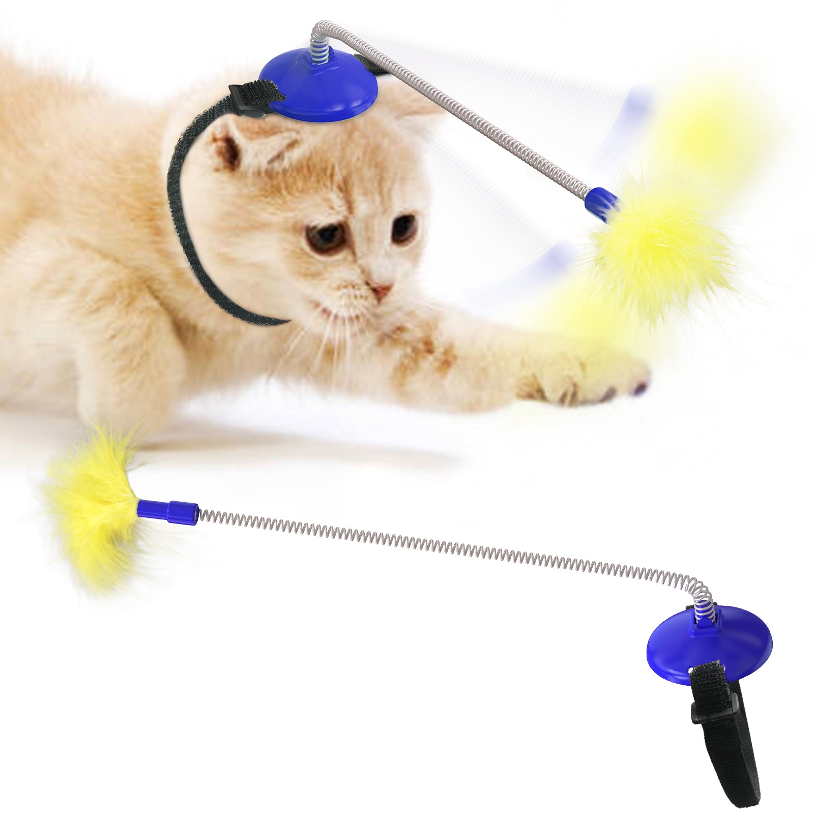 Cat Toys Cat Feather Indoor Soft Silicone Collar and Bell Teaser Blue