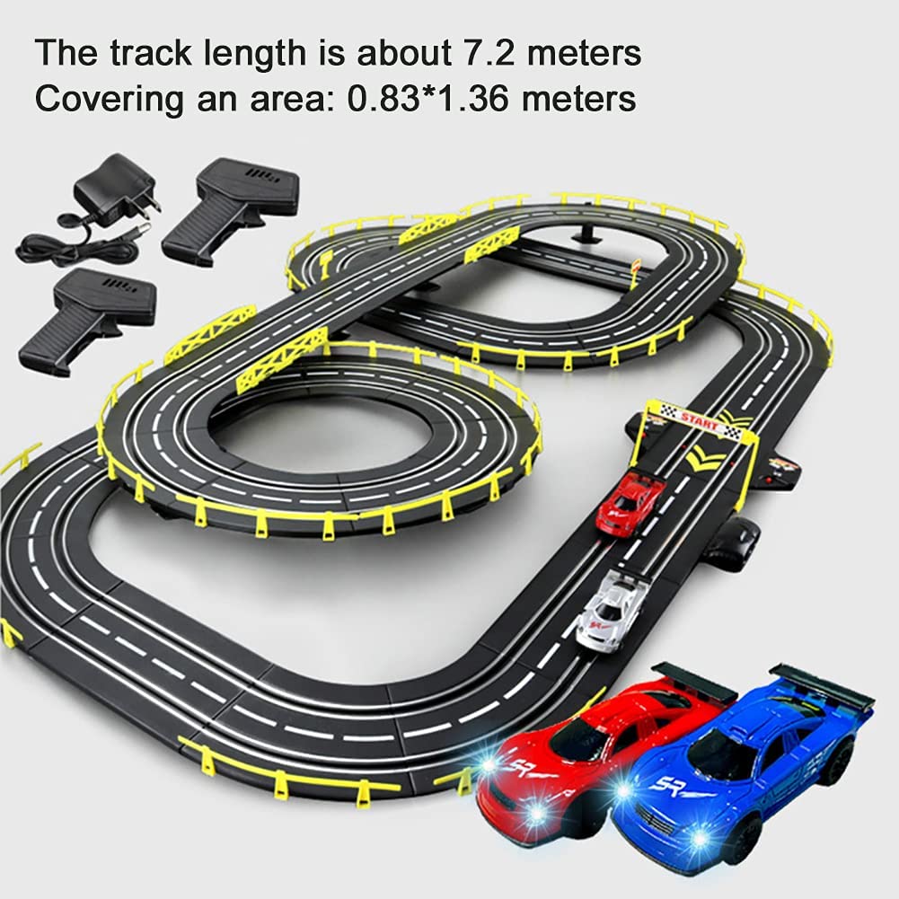 7.2 m Electric Track Racing Slot Sets Two Cars Controls Kids Vehicle Toys Gift
