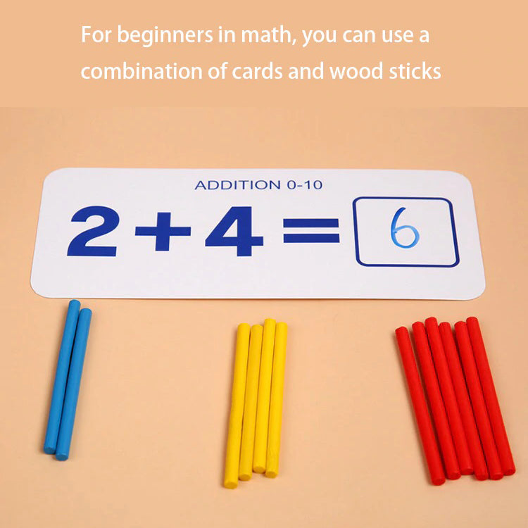 Wooden Math Kit for Kids 3+ | STEM Learning Toy with Counting Sticks, Number Cards & Marker | Develop Numeracy, Creativity & Logic | Non-Toxic Preschool Gift