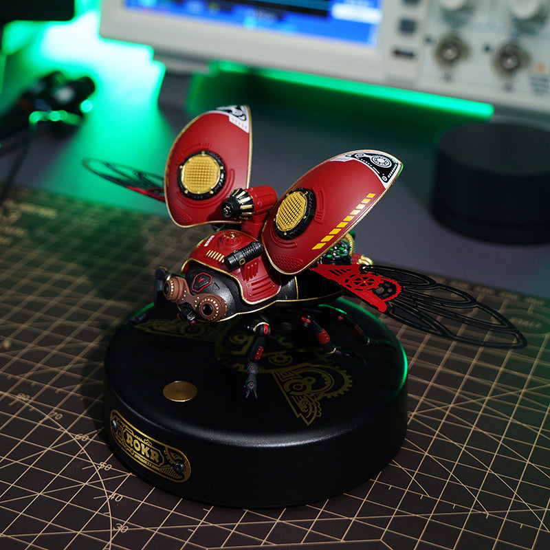 Robotime ROKR Scout Bettle Model DIY 3D Puzzle steampunk LED Detection light Funny Toys for Kids MI02