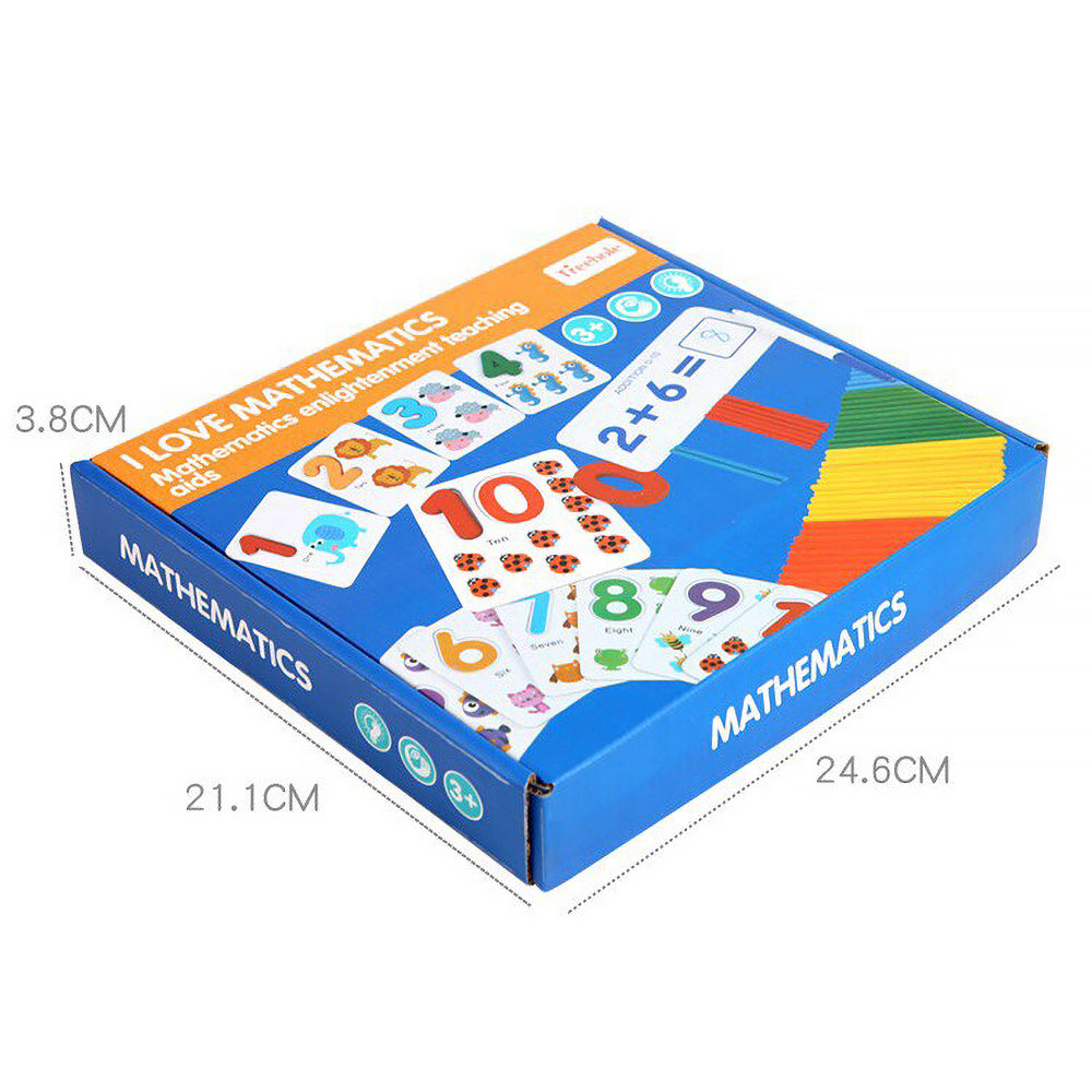 Wooden Math Kit for Kids 3+ | STEM Learning Toy with Counting Sticks, Number Cards & Marker | Develop Numeracy, Creativity & Logic | Non-Toxic Preschool Gift