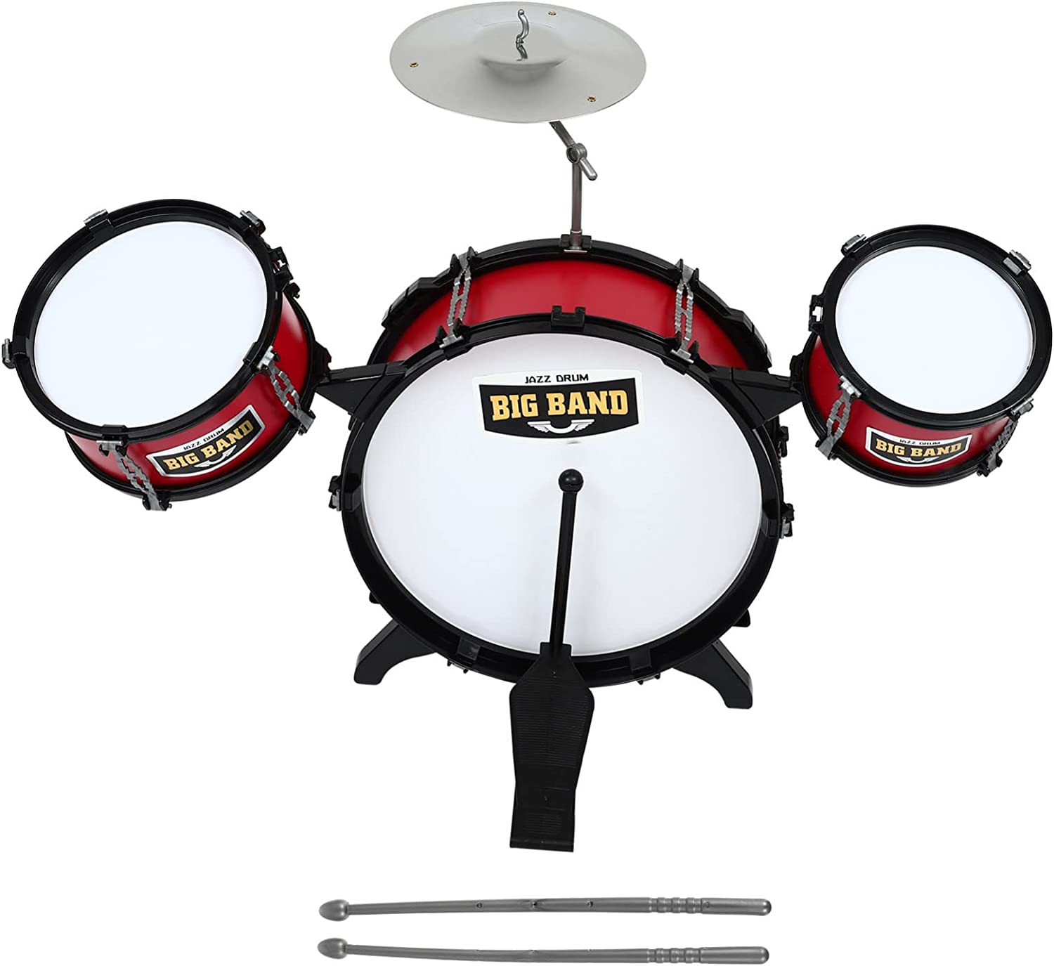 Jazz Drum Set Small Plastic Drum Set Toy Early Educational Music Instruments for Kids - Rose Red