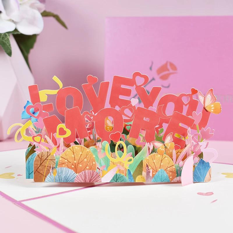 Magic Pop Up Valentine Card 3D Happy Greeting Love More 15x20cm with an envelope