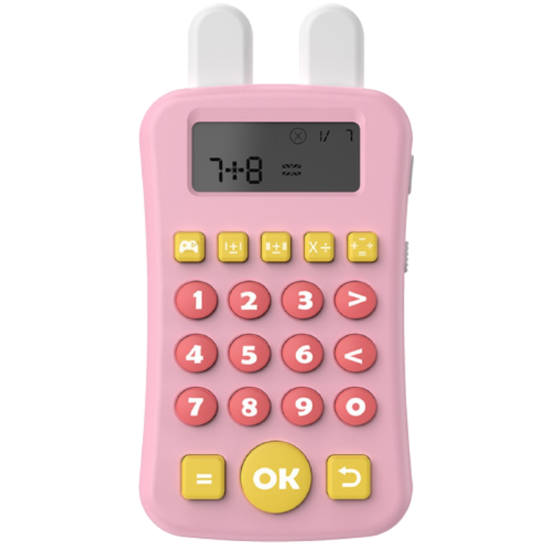Montessori Mini Maths Teaching Calculator Early Learning Math Machine with Timing Maths Learning Educational Game for Kids Pink