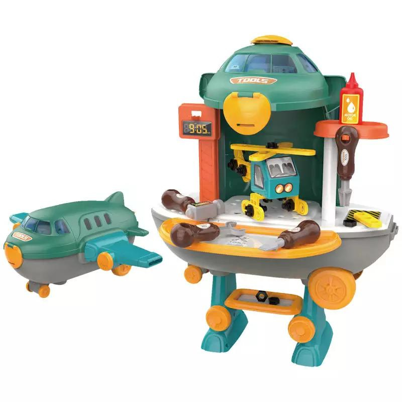 45pcs 2-in-1 Plane Pretend Play Repair Tool Workbench Children Education Play House Toys Kids Gift
