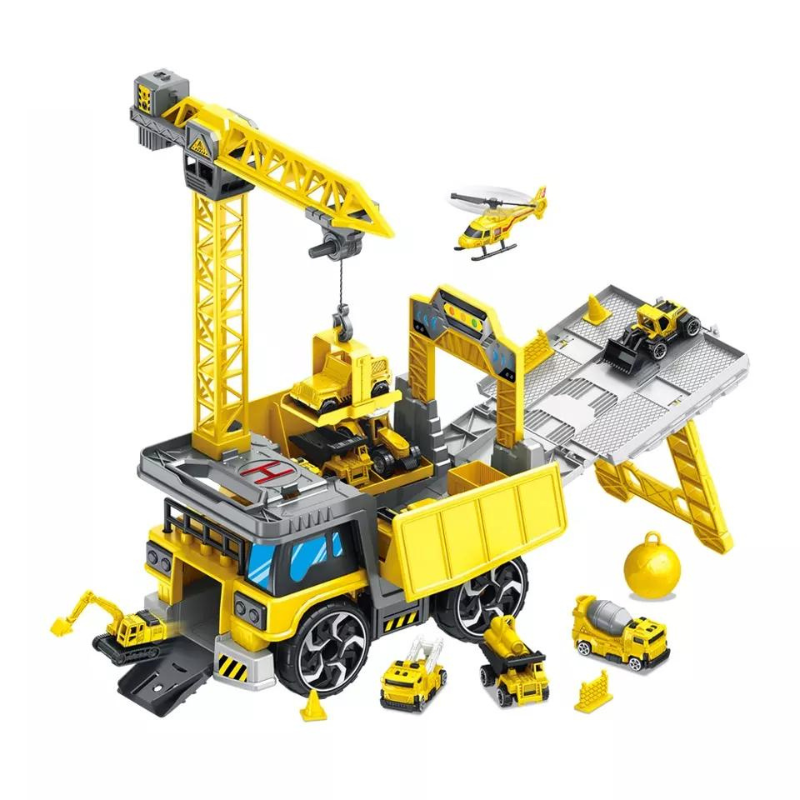 Crane Storage Truck Toy Sliding Track Assemble Deformable Kids Play Transport Engineering Boys Toys Vehicles