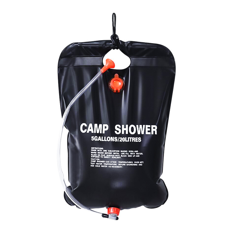 20L Camping Outdoor Hot Water Bath Shower Bag Black Wash Bag Convenient Camping Supplies Water Storage Bag