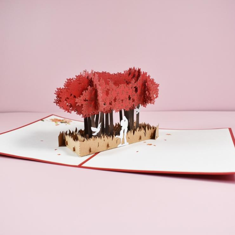 Magic Pop Up Valentine Card 3D Happy Greeting Tree 15x20cm with an envelope