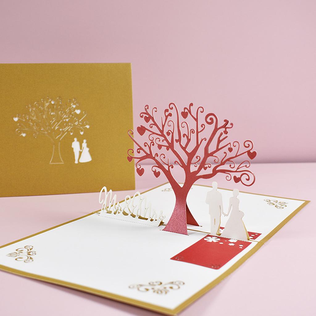 Laser-Cut Cherry Blossom Card – Handmade 3D Wedding, Anniversary & Valentine’s Day Greeting with Envelope