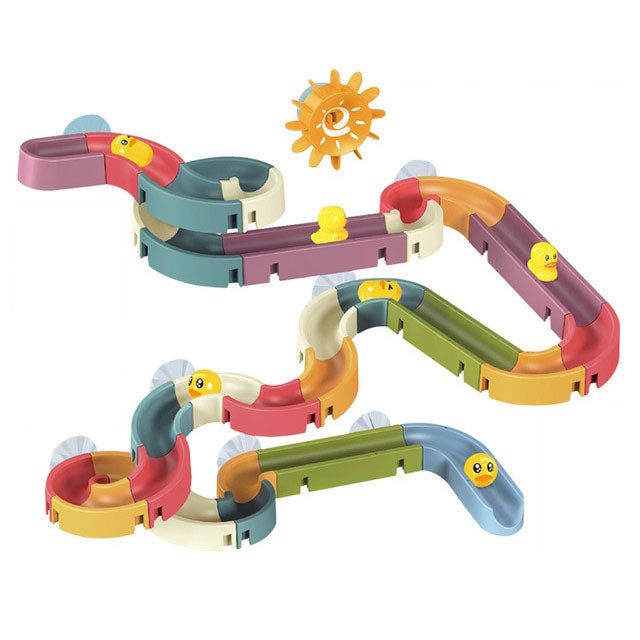 48PCS DIY Baby Kid Bath Tub Shower Toy Track Run Slide Water Play Spray Set