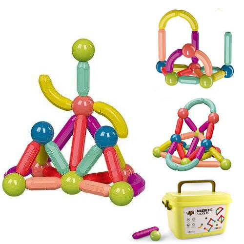 128pcs Magnet Building Construction Stick Bar Learning Magnetic Toy for Kids