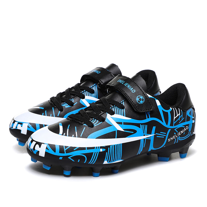 Soccer Shoes Little & Big Kids Lightweight Durable Turf Football Shoes Anti-Slip Soccer Outdoor Performance Firm Cleats - Blue