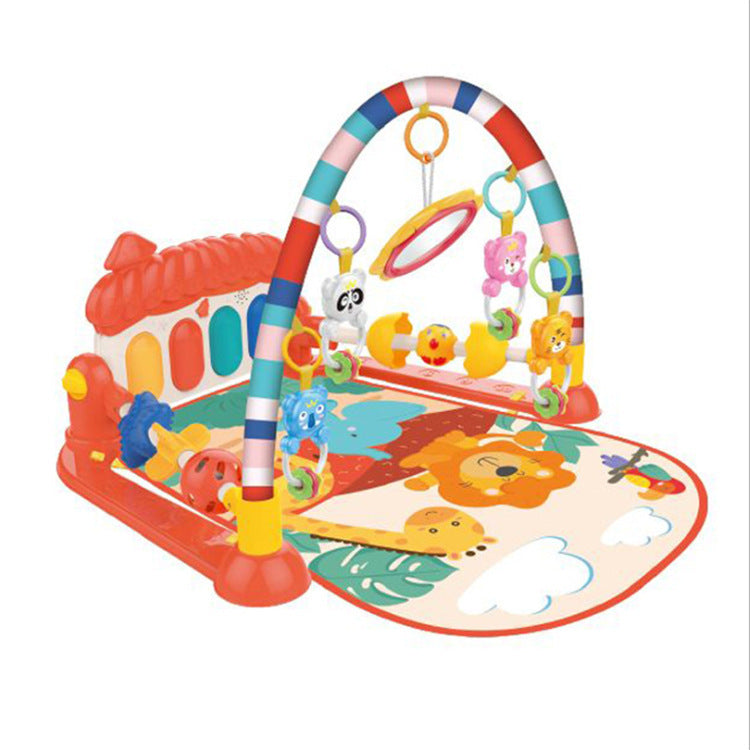Baby Gyms Play Mats Musical Activity Center Kick & Play Piano Gym Tummy Time Padded Mat for Newborn Toddler Infants Red