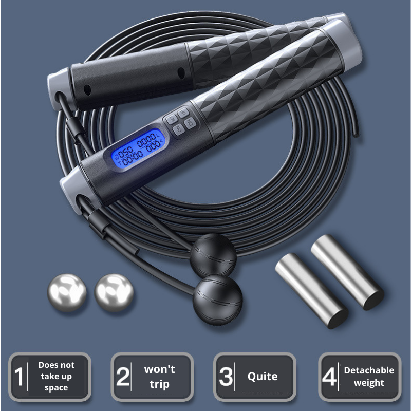 2-IN-1 Smart Cordless Skipping Rope With Digital Counter Non-slip Handle for Gym Sports Fitness - Pink/Gray