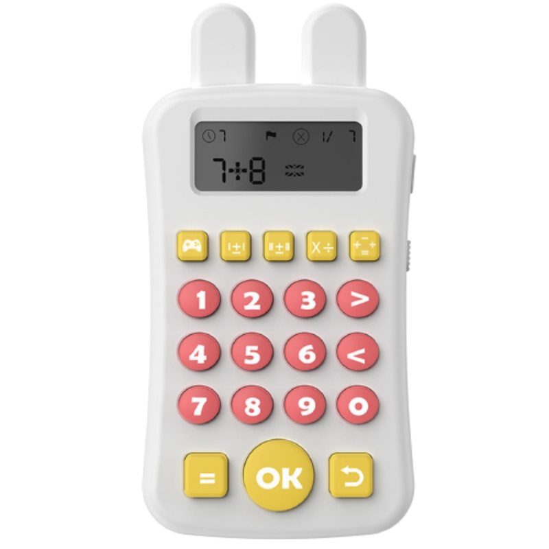 Montessori Mini Maths Teaching Calculator Early Learning Math Machine with Timing Maths Learning Educational Game for Kids White