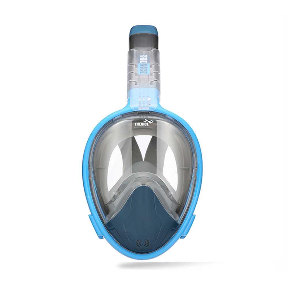 180View Full Face Snorkel Mask Anti-Fog & Anti-Leak Free Breathing Design with GoPro Mount - Blue L/XL Size