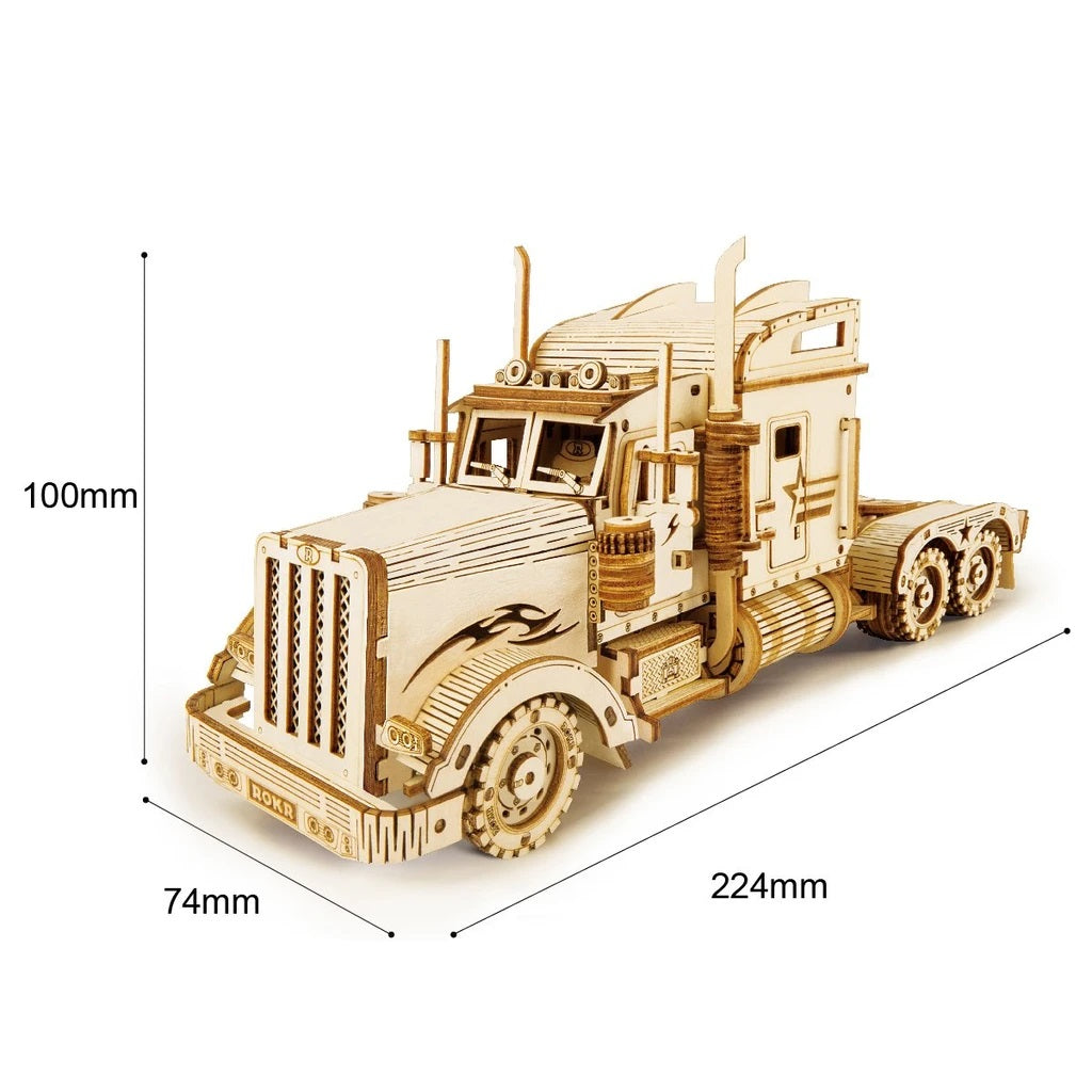 Robotime 3D Wooden DIY Model 1:40 Puzzle Mechanical Gear Kit Heavy Truck MC502