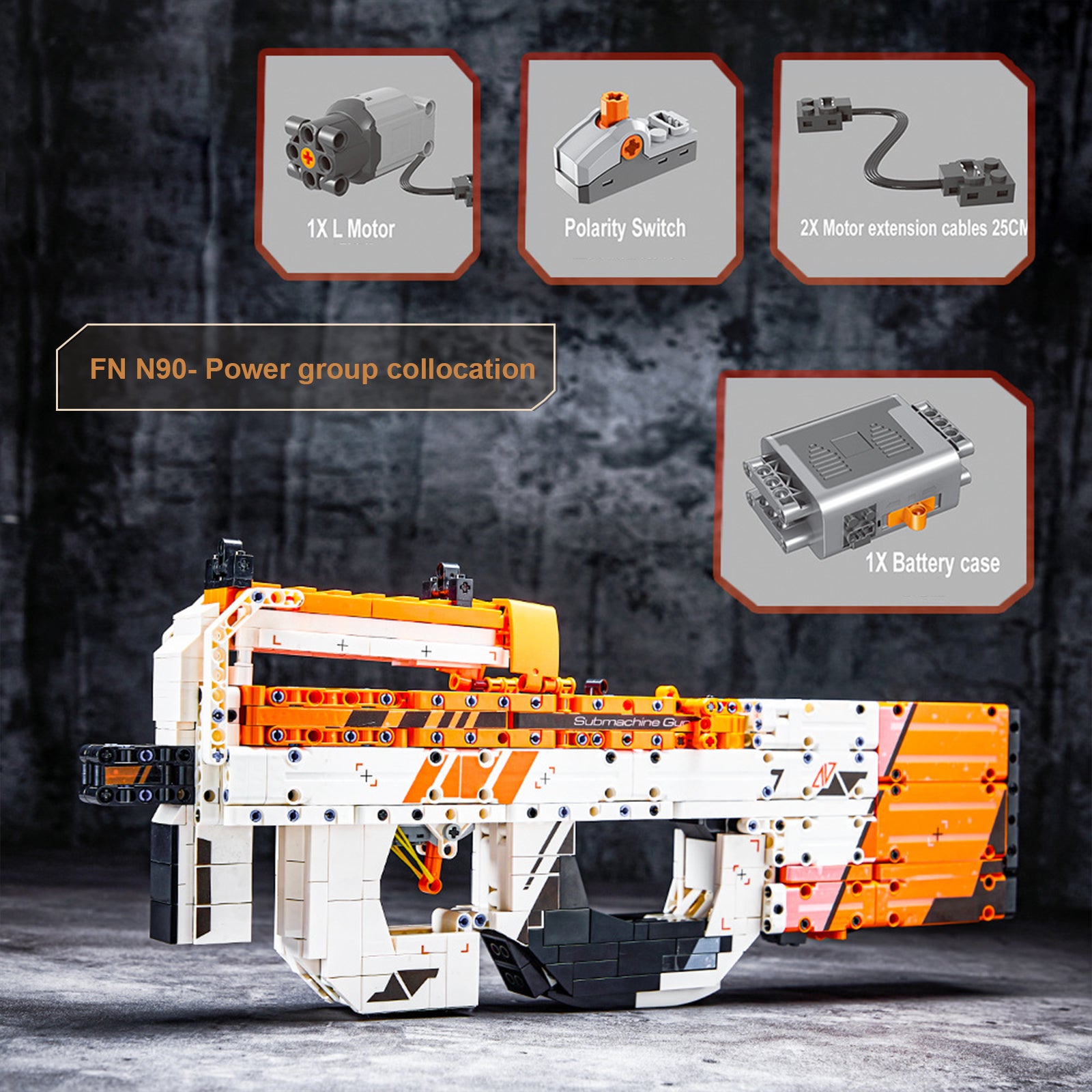 Demon 2002 P90 Submachine Gun Assemble Gun Model Boy's Intellectual Building Block Toy Gift Compatible with Lego