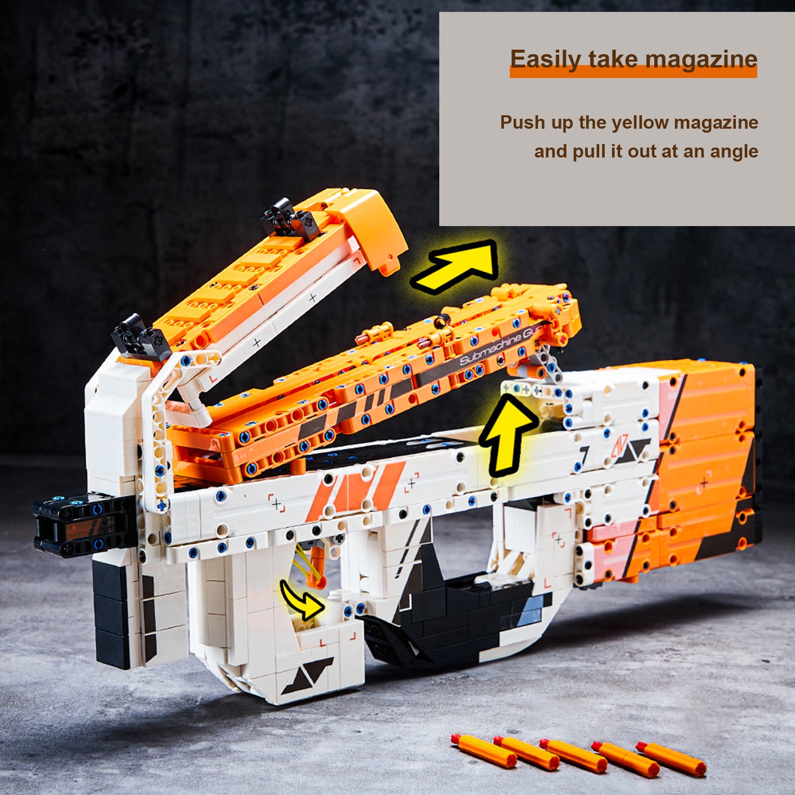 Demon 2002 P90 Submachine Gun Assemble Gun Model Boy's Intellectual Building Block Toy Gift Compatible with Lego