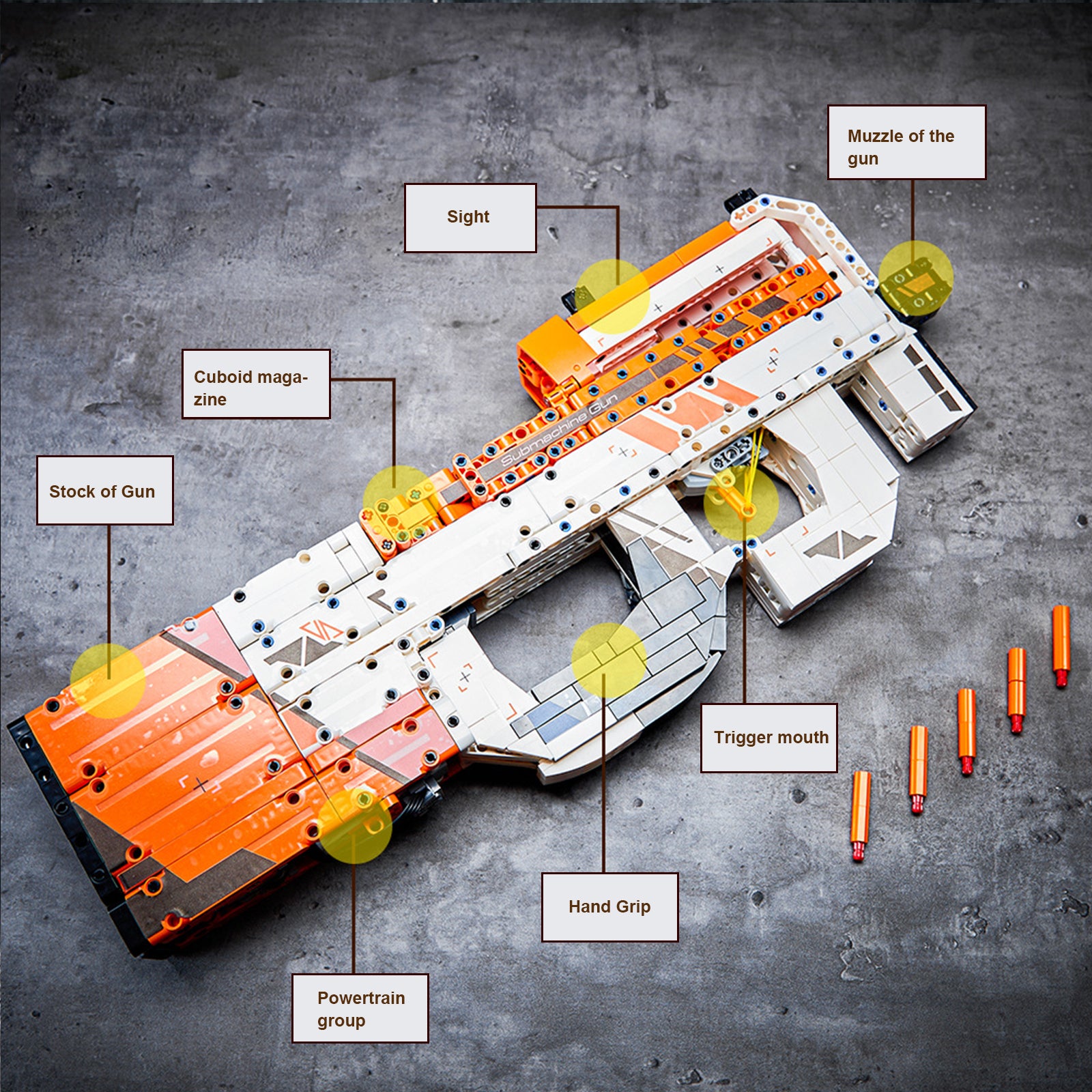 Demon 2002 P90 Submachine Gun Assemble Gun Model Boy's Intellectual Building Block Toy Gift Compatible with Lego