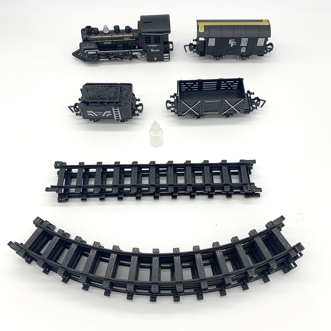 Classical Freight Steam Rail Train Set Battery Operated RTR Simulation Kids Toy