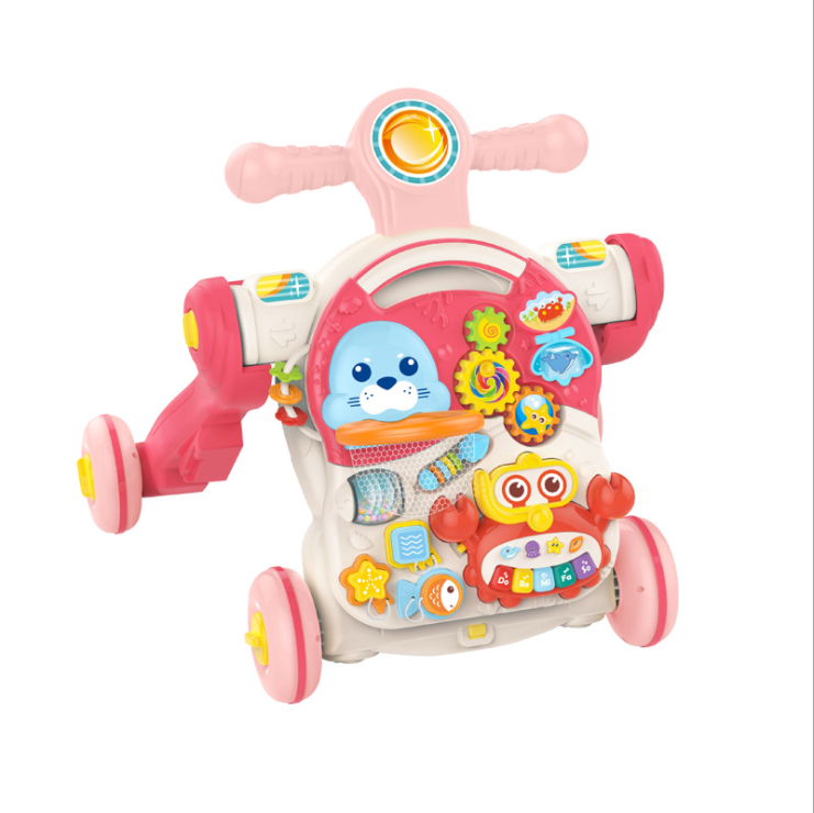 4-in-1 Kids Baby Game Table Walker Scooter Stroller Game Toddler Music Panel Activity Early Learning
