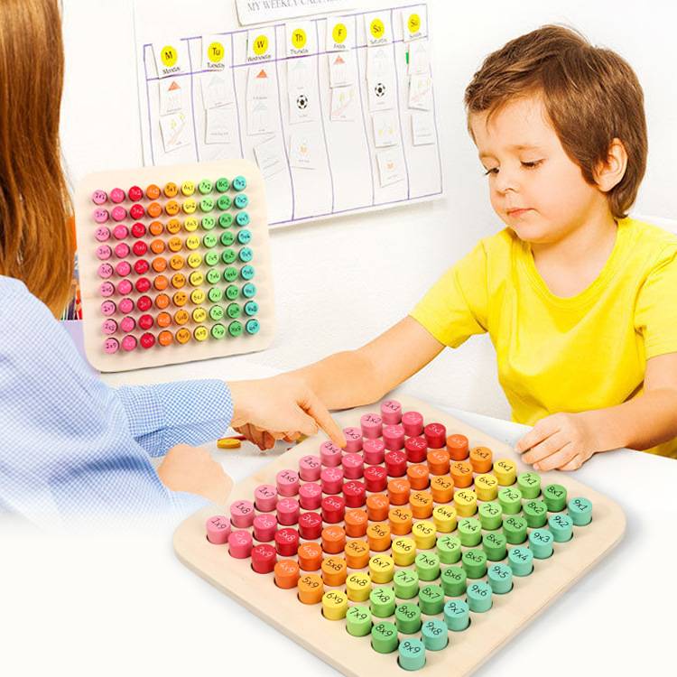 Rainbow Wooden Multiplication Board – 81-Peg Times Table Learning Aid for Kids (Ages 7+)