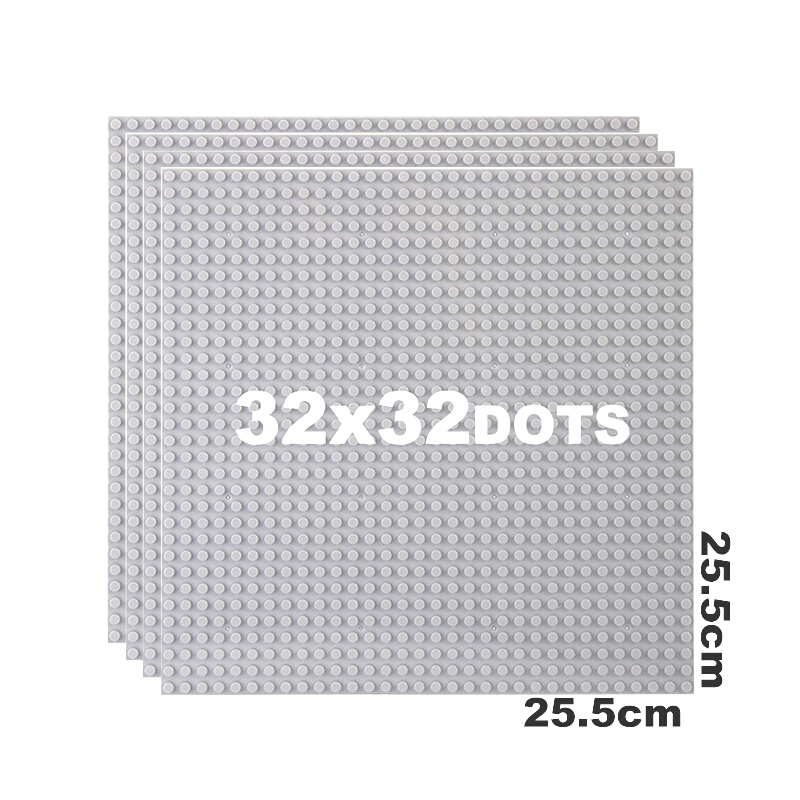 4 PCS 32 x 32 Dots Classic Building Blocks Base Plates DIY Bricks Baseplates Model Display Board Light Grey