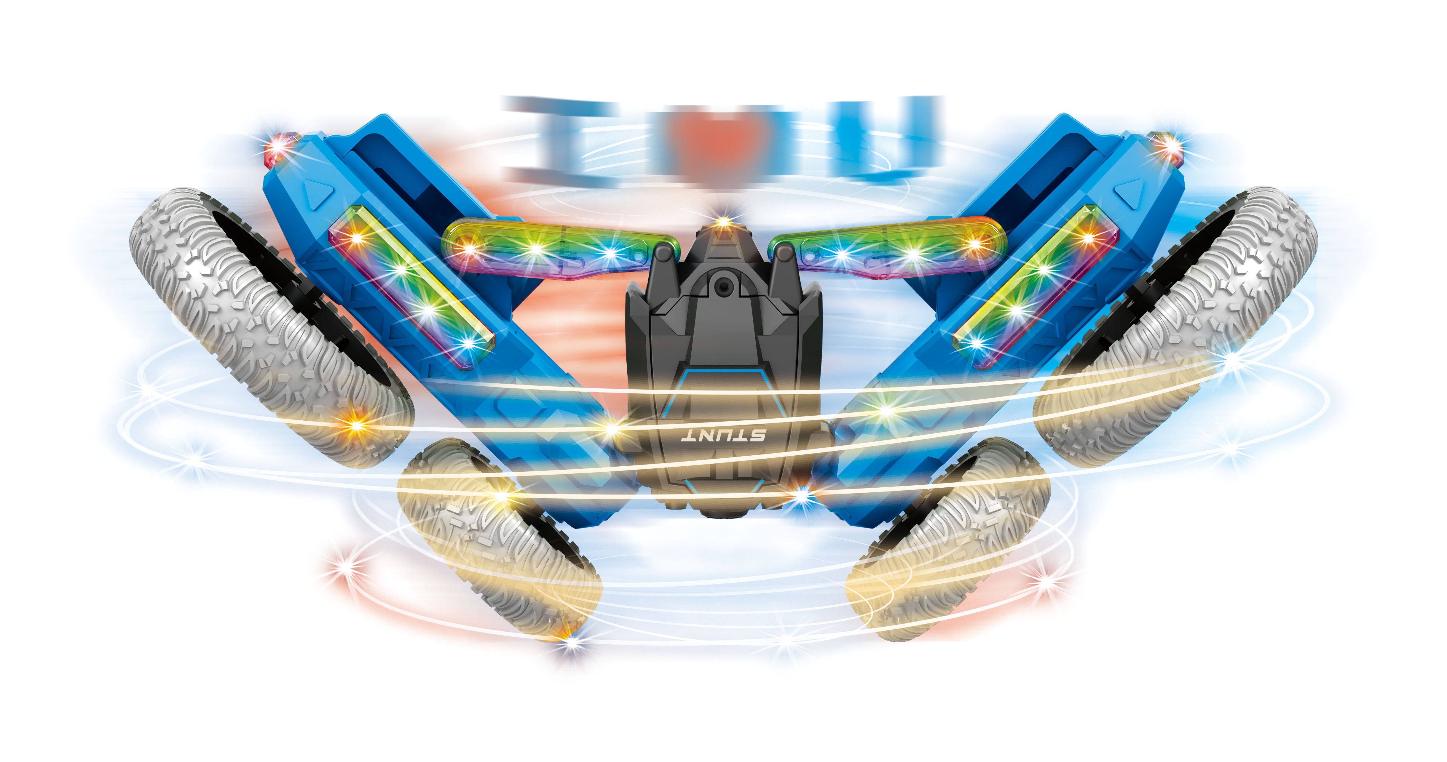Light Up RC Stunt Car 4WD Remote Control Car 360 Flips Double-Sided Rotating Car Kids Indoor Outdoor Toys Gift Blue