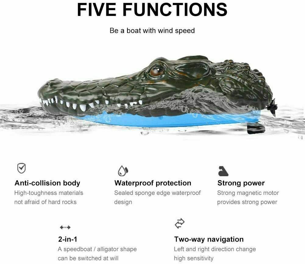 2 In 1 RC 2.4GHz Remote Control Kids Electric Crocodile Head Racing Boat Yacht