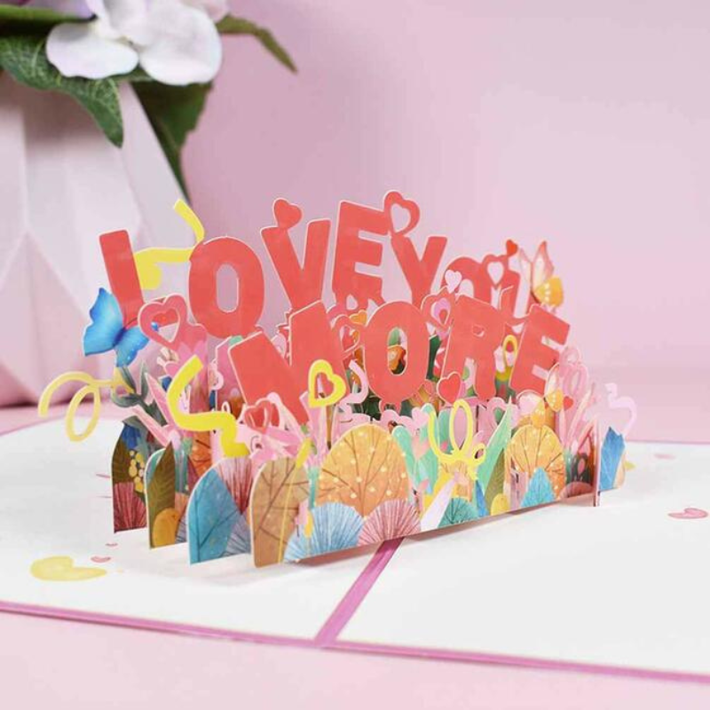Magic Pop Up Valentine Card 3D Happy Greeting Love More 15x20cm with an envelope