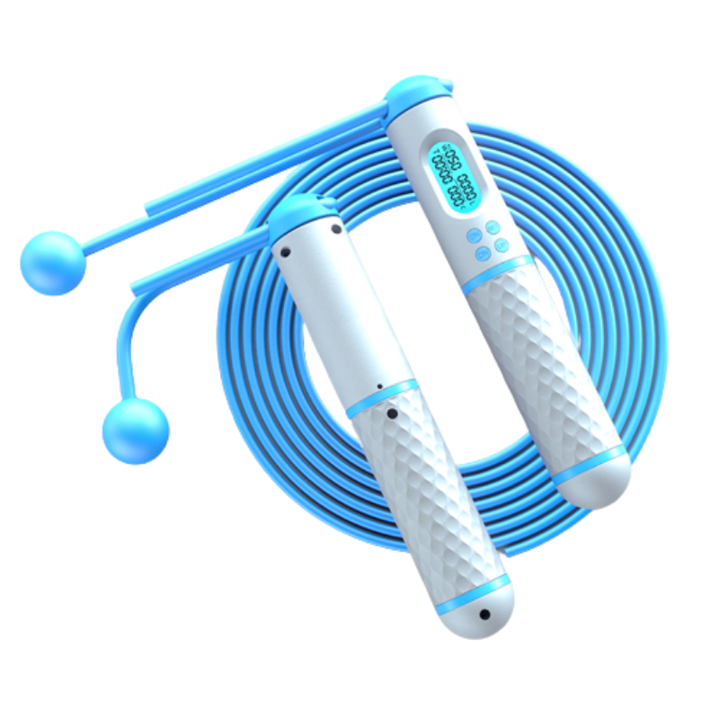 2-IN-1 Smart Cordless Skipping Rope With Digital Counter Non-slip Handle for Gym Sports Fitness - White/Blue
