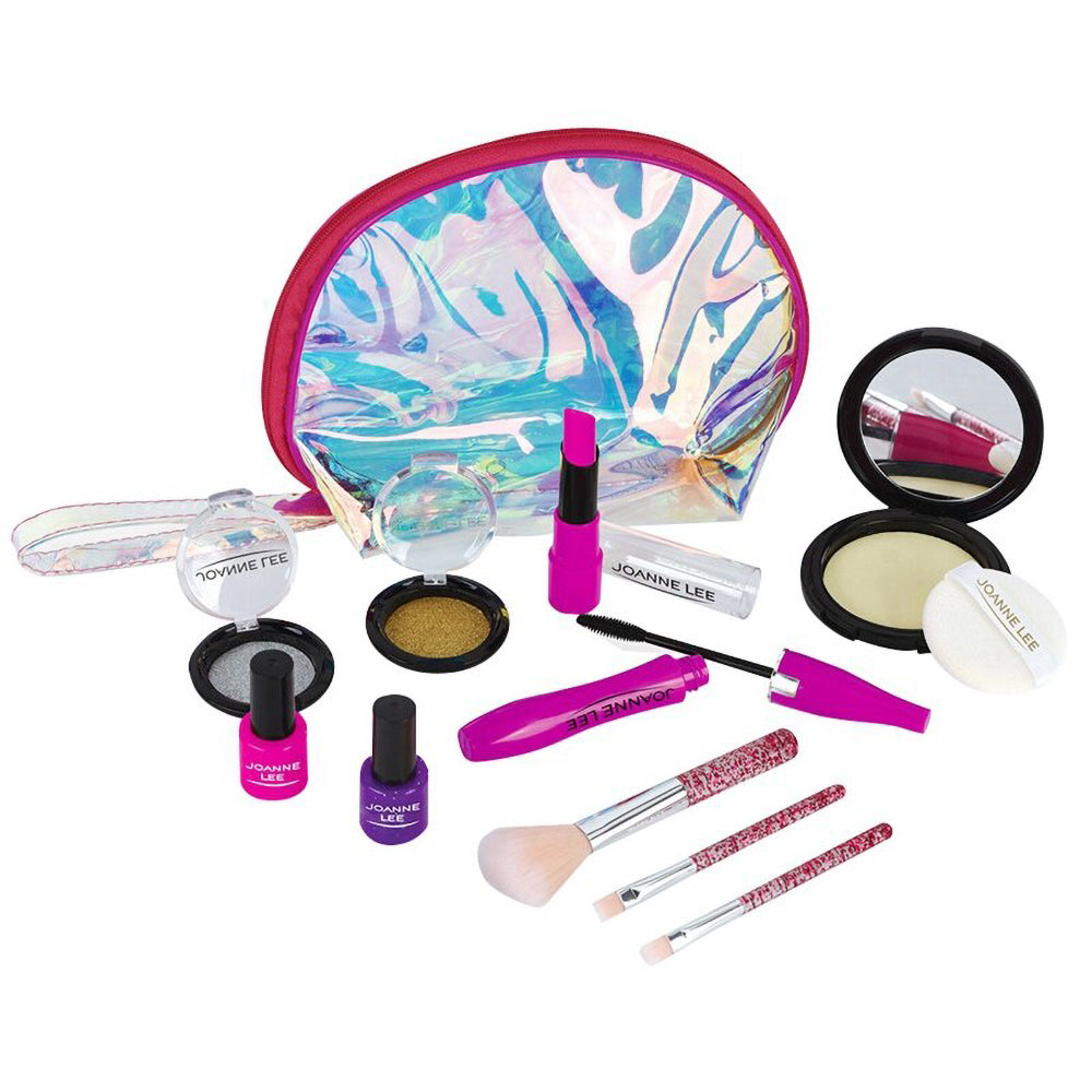 Kid Girls Makeup Set tool Eco-friendly Cosmetic Pretend Play Kit Princess Toy Laser Bag