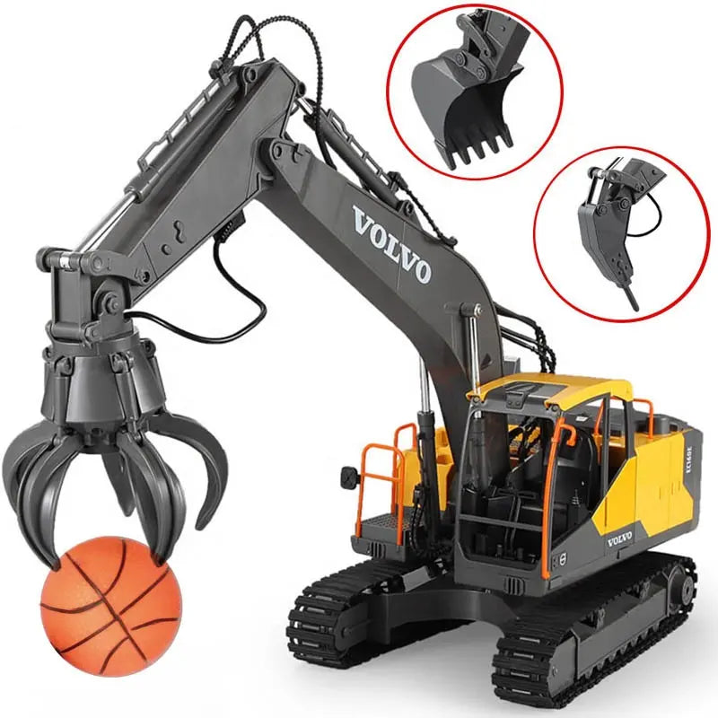 Double E E568-003 2.4GHz Remote Control 3-in-1 Volvo Crawler Excavator 3-Type Engineer Vehicle Toy Car
