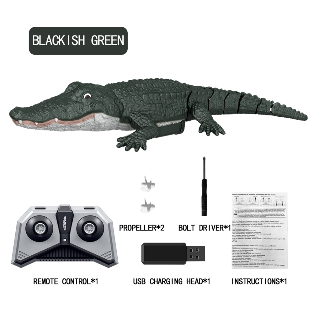 2.4G RC Crocodile Electric RC Boat Gag Funny Toy High-speed Waterproof Remote Control Watercraft Toy for Summer Water Fun