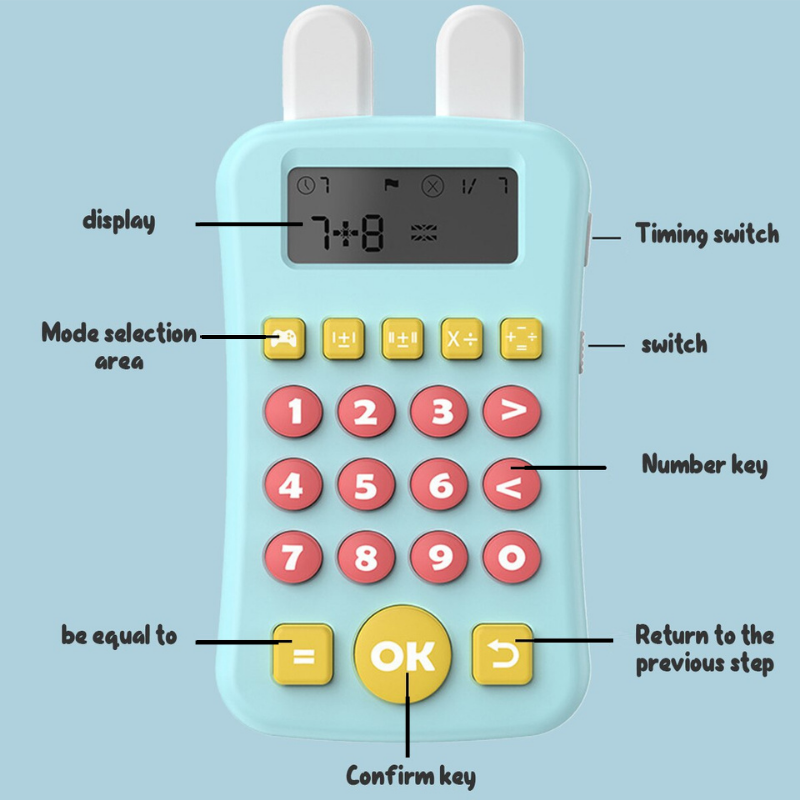 Montessori Mini Maths Teaching Calculator Early Learning Math Machine with Timing Maths Learning Educational Game for Kids Blue