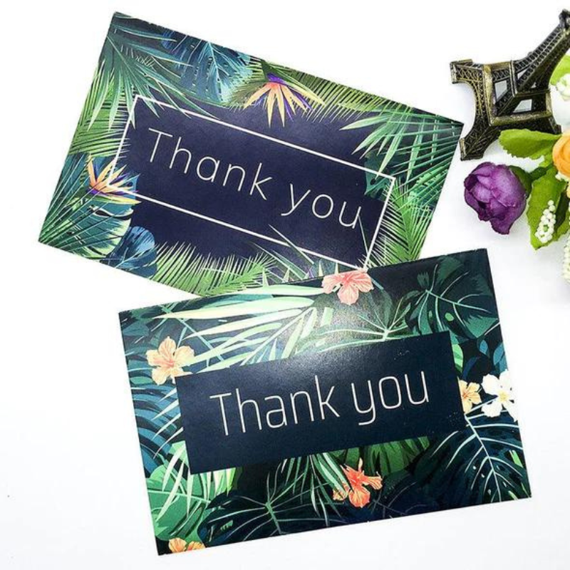 24pcs Premium Greeting Cards Thank You Cards 6 Styles Bulk Mixed Party Card Pack With Envelopes and Stickers - Tropical Plants
