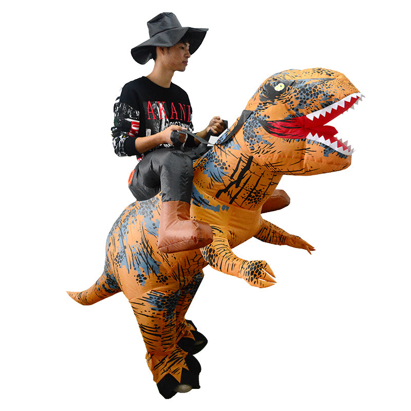 Fancy Mascot Dinosaur Inflatable Costume for Adult Man Woman Ride on Dino Halloween Cosplay Dress Christmas T-rex Suit Book Week Costume