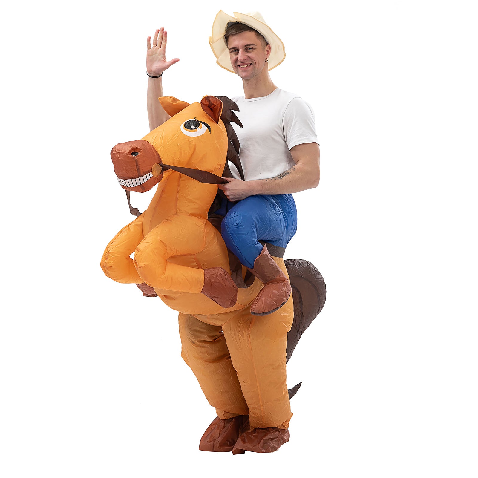 Kids Spooktacular Creations Inflatable Cowboy Riding a Horse Air Blow-up Deluxe Halloween Costume Boy Girls  Book Week Costume