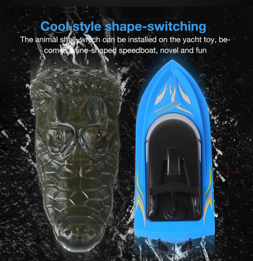 2 In 1 RC 2.4GHz Remote Control Kids Electric Crocodile Head Racing Boat Yacht
