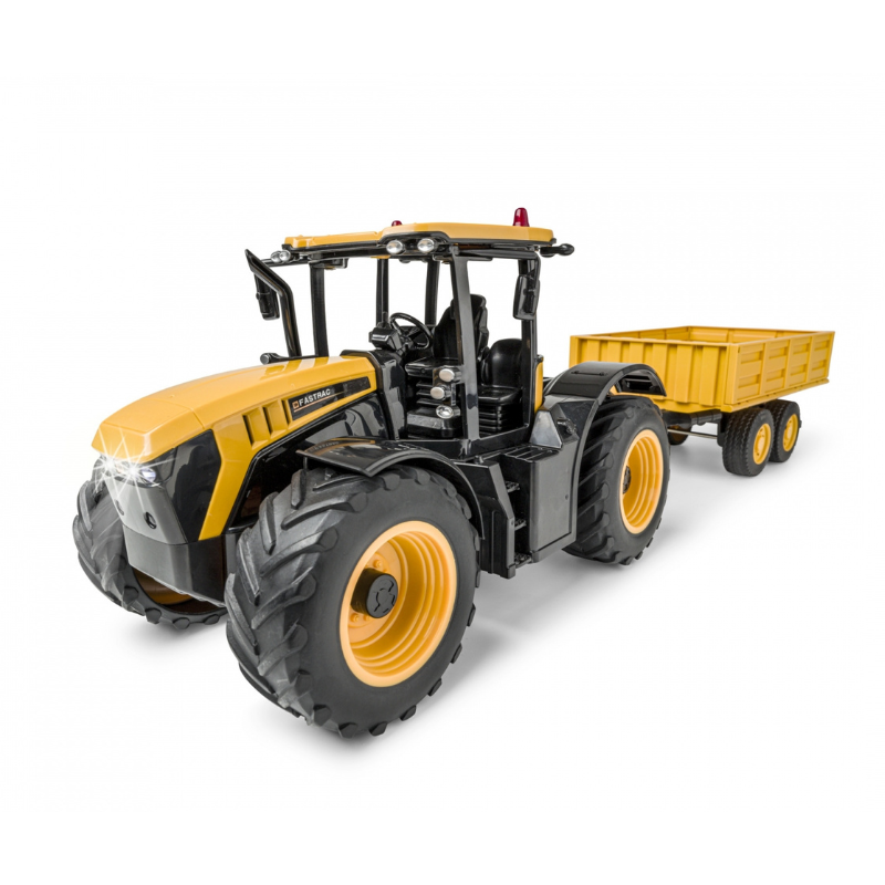 DOUBLE E E360-003 1:16 6CH 2.4GHz Remote Control JCB Fastrac 4220 Farm Tractor With Dump Trailer Light & Sound Toy Truck