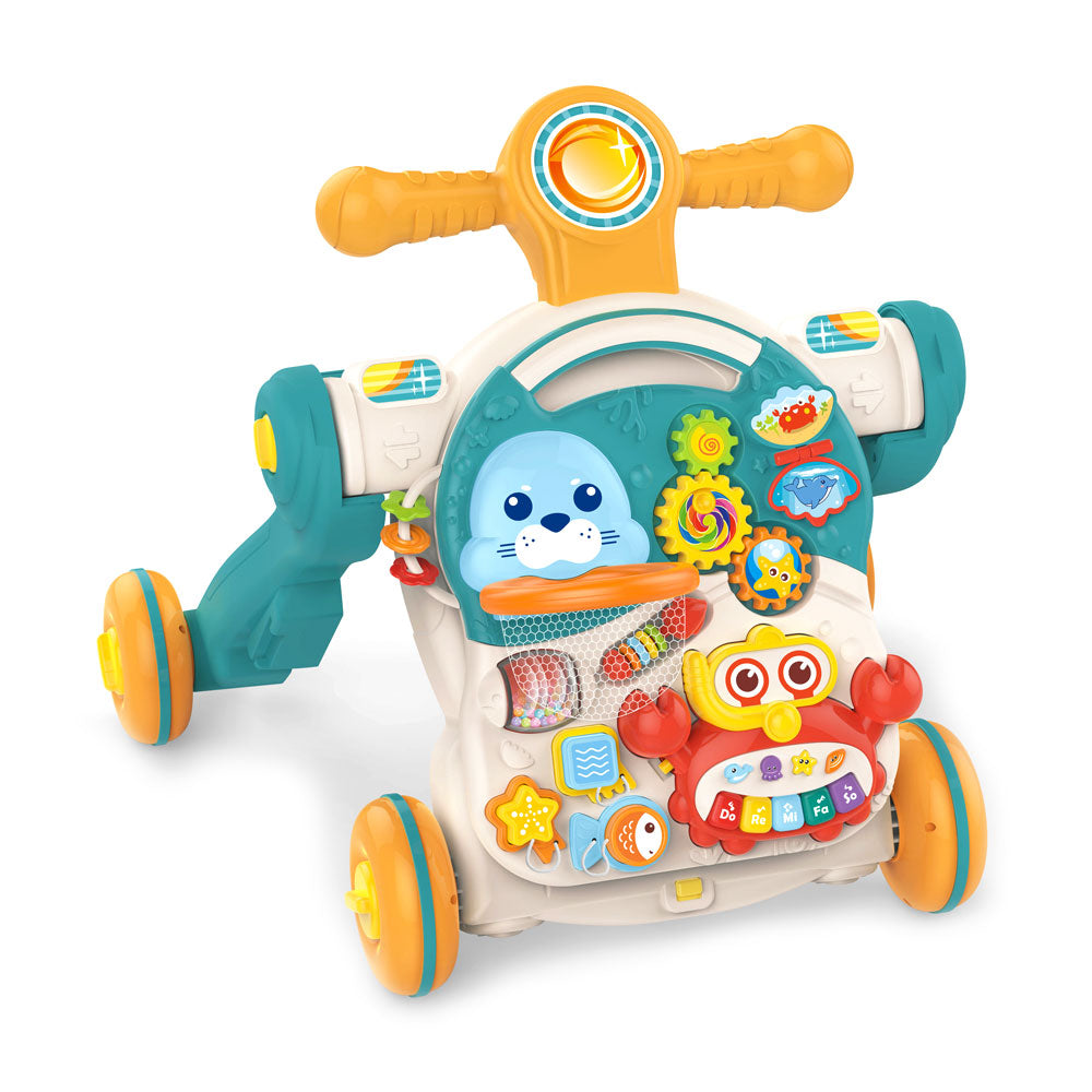 4-in-1 Kids Baby Game Table Walker Scooter Stroller Game Toddler Music Panel Activity Early Learning