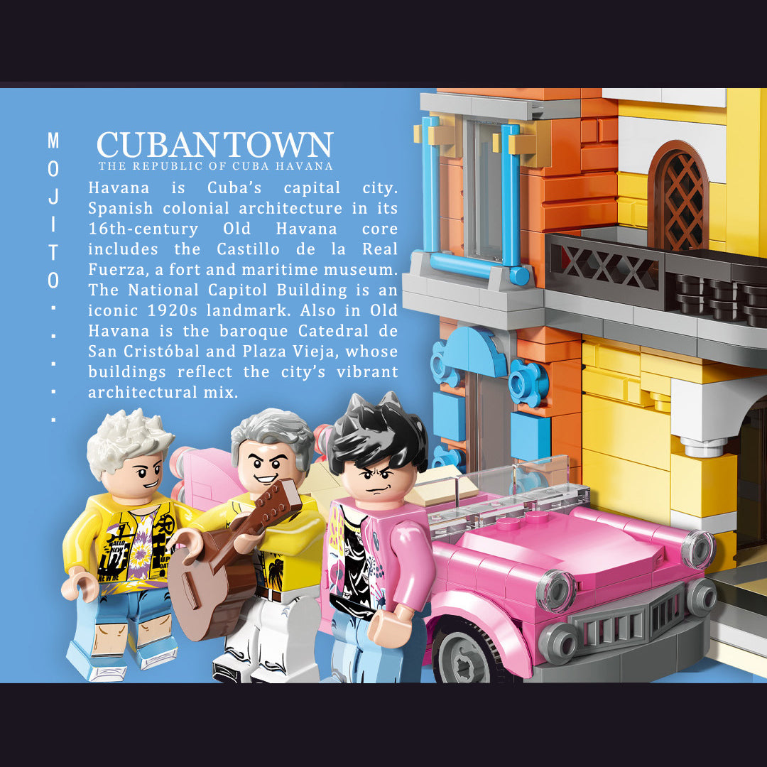 650PCS Havana City Model Building Blocks Bricks Street View Kids Toys Gifts