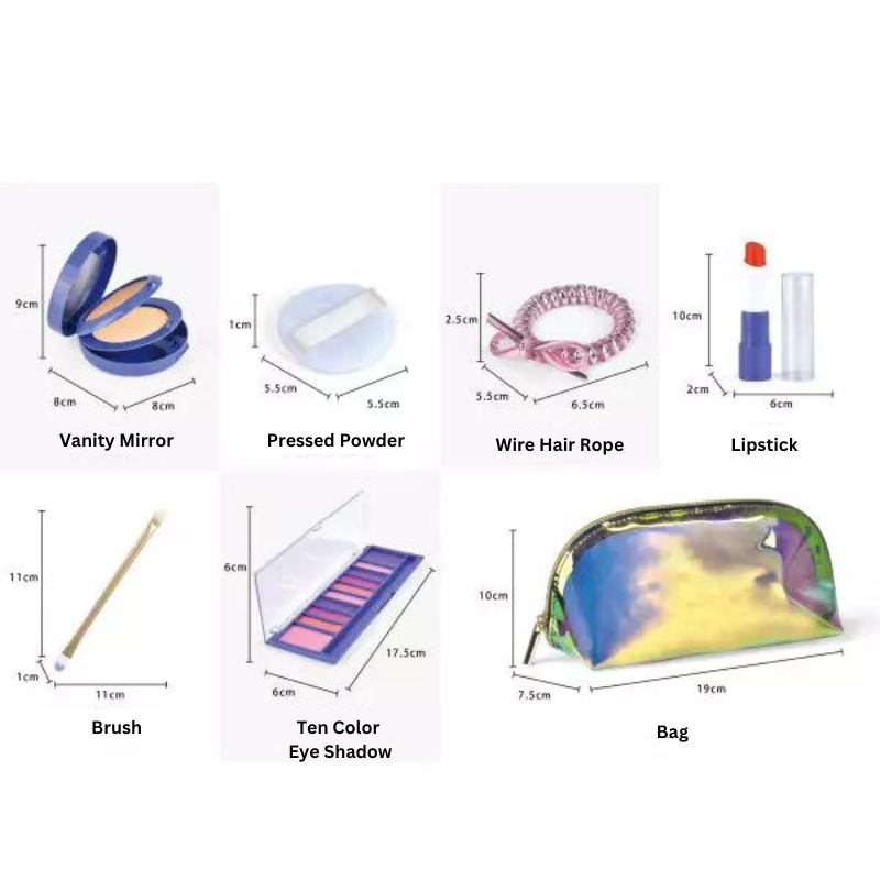 Kid Girls Makeup Set tool Cosmetic Pretend Play Kit Princess Toy 6Pcs With Laser Bag